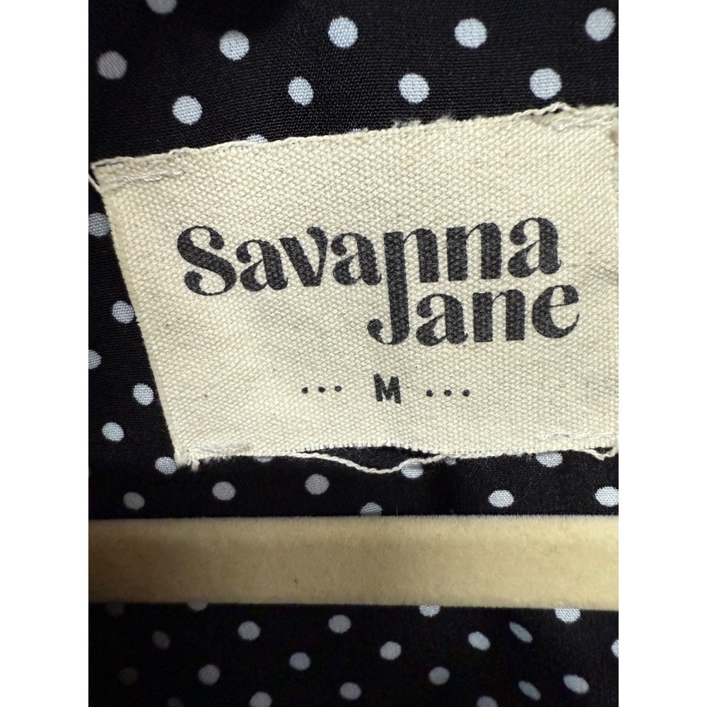 Savanna Jane Polka Dot Embroidered Floral Blouse Long Sleeve Boho Size Medium - Picture 6 of 7